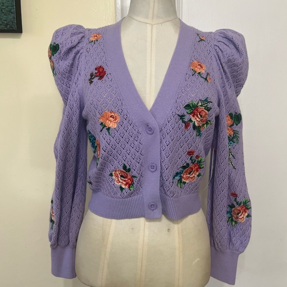 alice + olivia
Morita Floral Puff Sleeve Cardigan - Picture 4 of 16